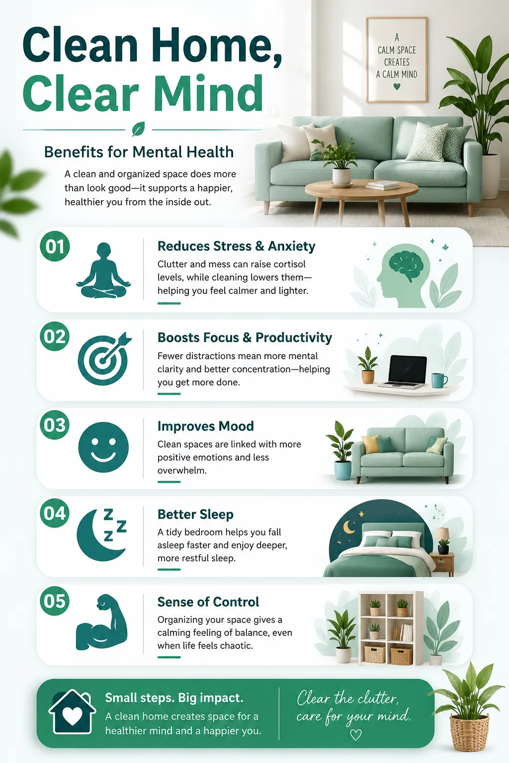 Benefits of Mental Health of cleaning home