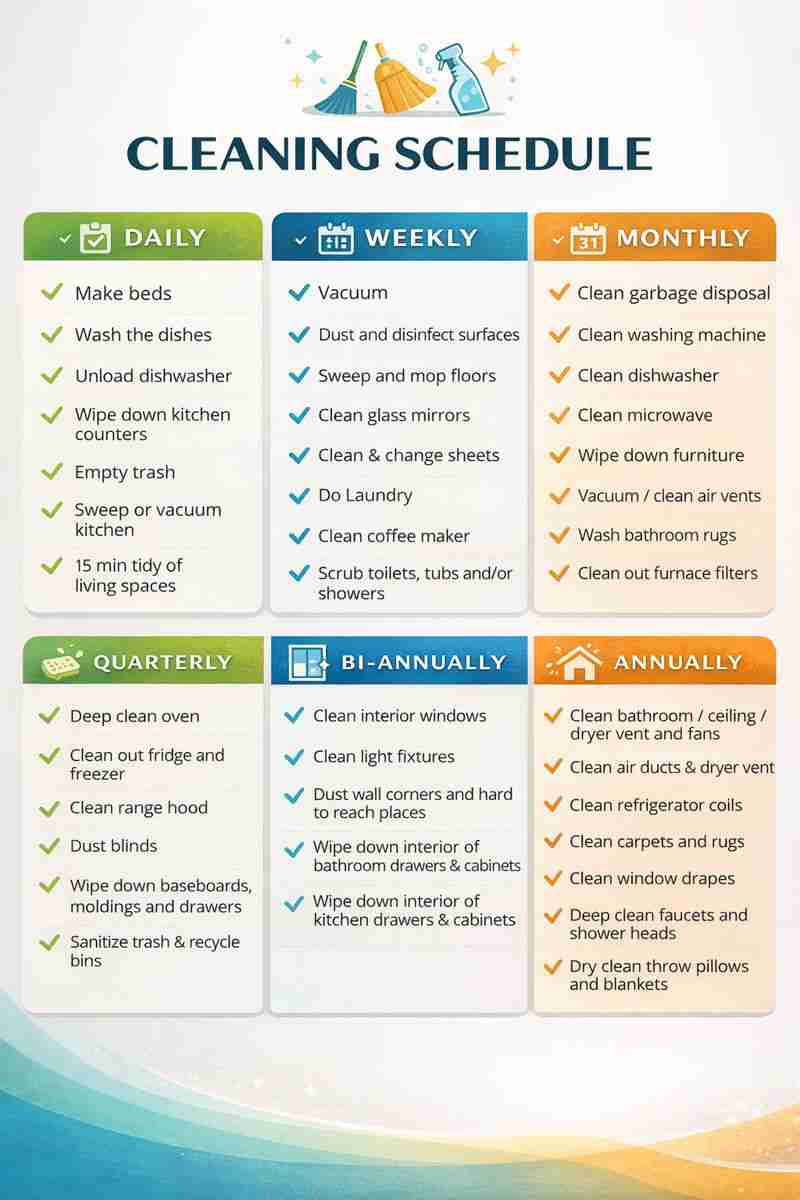 House Cleaning Schedule Chart