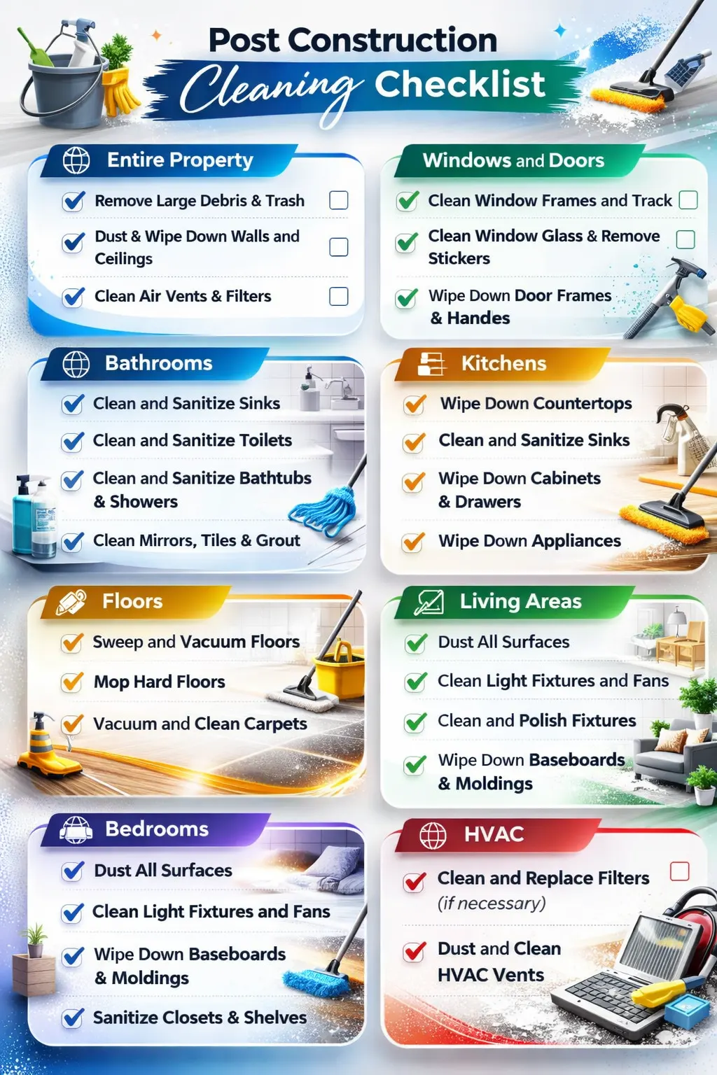 Post-Construction Cleaning Checklist for every room